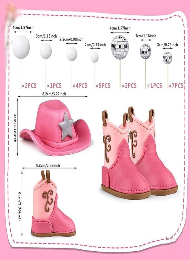 KEEPARTY 25PCS Cowgirl Cake Decorations Cowgirl Hat and Boot Cake Toppers Disco Ball Cake Topper Western Cowgirl Birthday Baby Shower Party Favors Supplies - Image 2